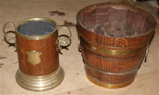 Oak & plated ice bucket